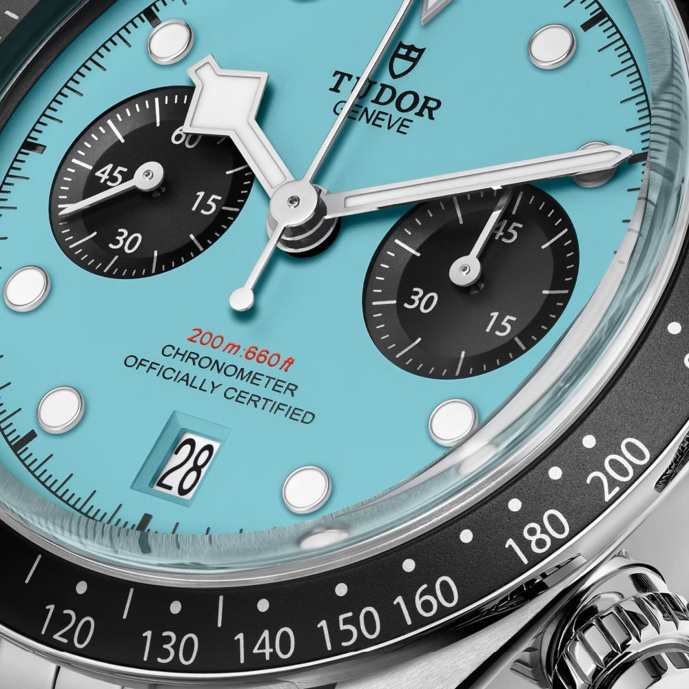 Tudor Black Bay Chrono Blue Dial Silver Steel Strap Watch for Men - M79360N-0024