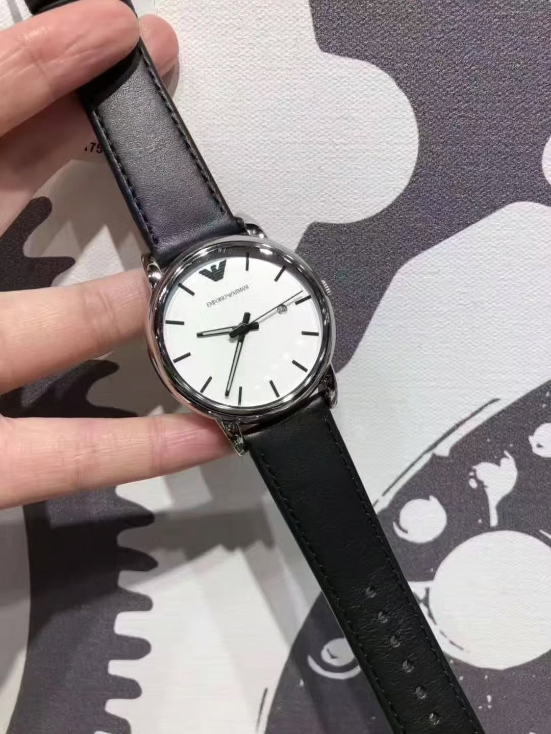 Emporio Armani Luigi White Dial Black Leather Strap Watch for Men - AR1694