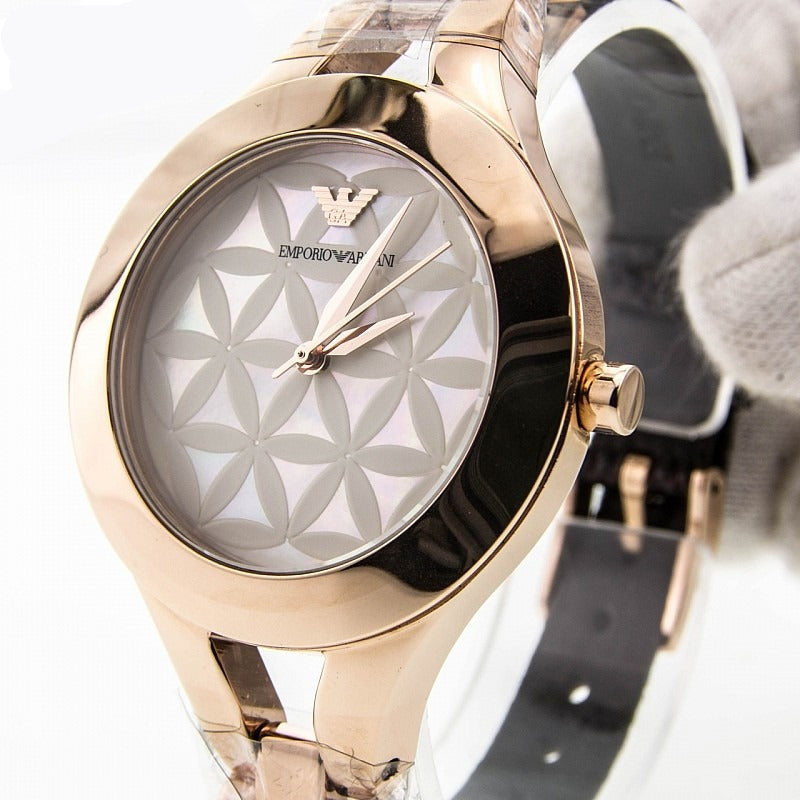 Emporio Armani Chiara Silver Dial Brown Leather Strap Watch for Women - AR7431