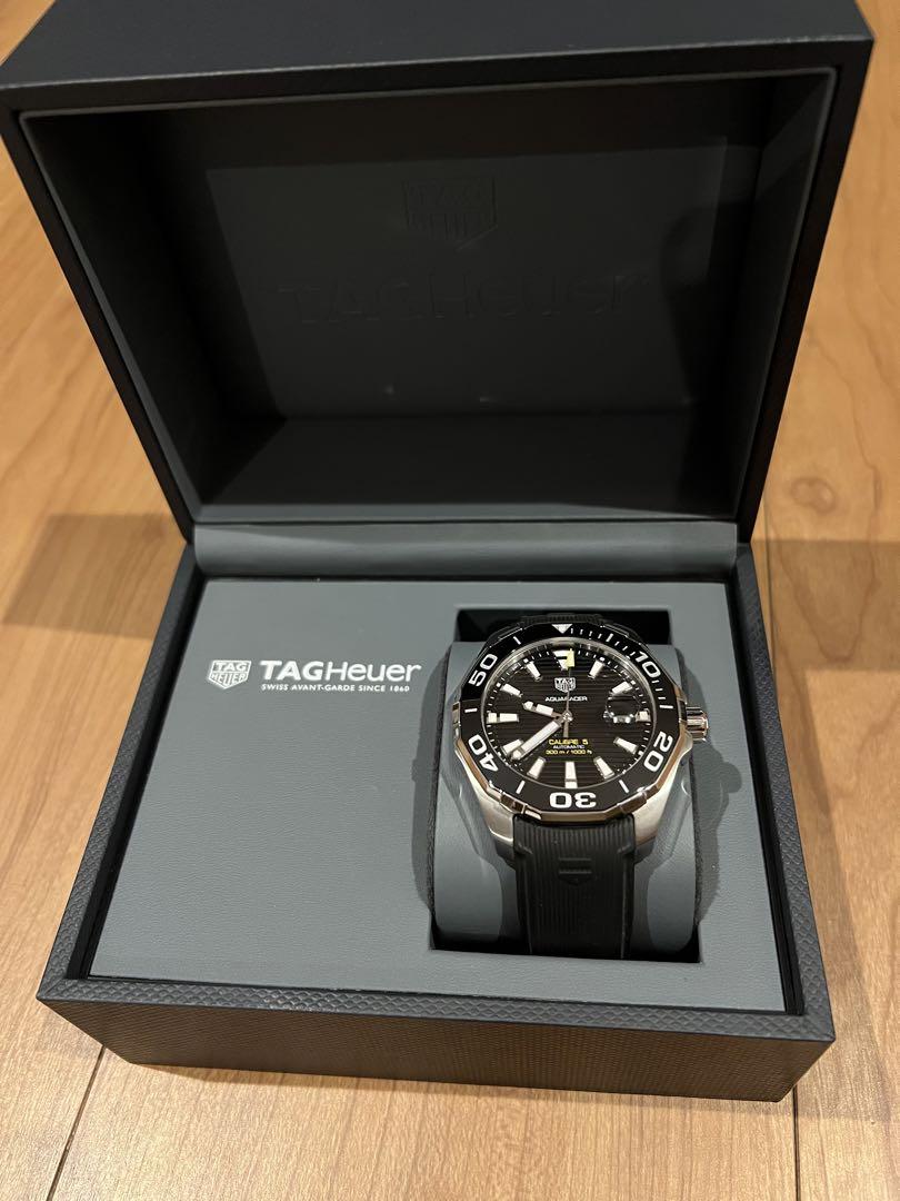 Tag Heuer Aquaracer Calibre 5 Automatic Black Dial Black Rubber Strap Watch for Men - WAY211A.FT6151