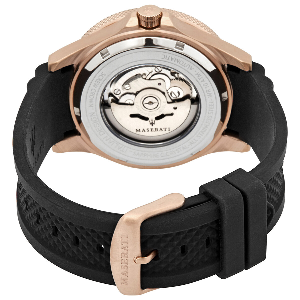 Maserati SFIDA Automatic Black Dial Black Rubber Strap Watch For Men - R8821140001
