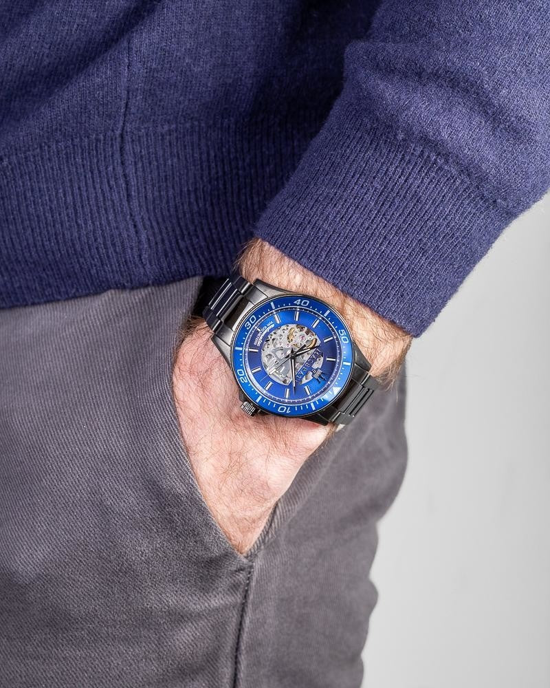 Maserati SFIDA Automatic Blue Dial Silver Steel Strap Watch For Men - R8823140001