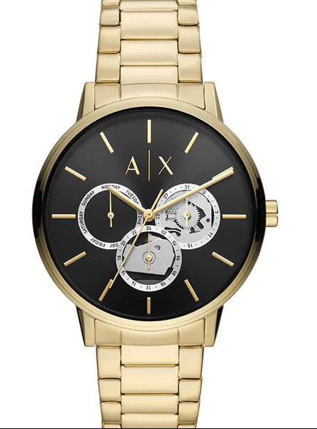 Shop Authentic Armani Exchange Cayde Chronograph Black Dial Gold Steel Strap Watch for Men - AX2747 - Luxxuri