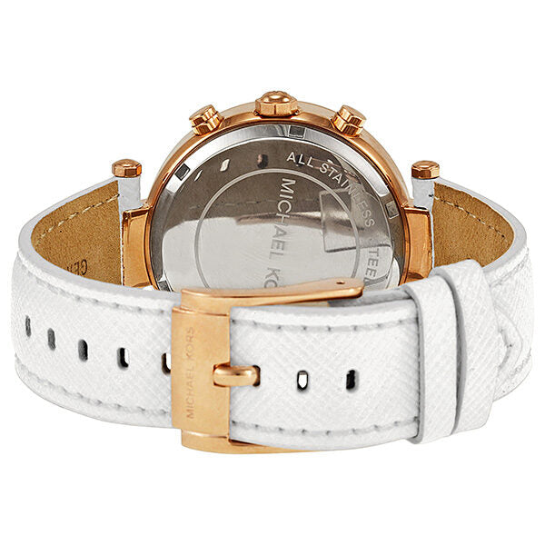 Michael Kors Parker White Diamonds Dial White Leather Strap Watch for Women - MK2281