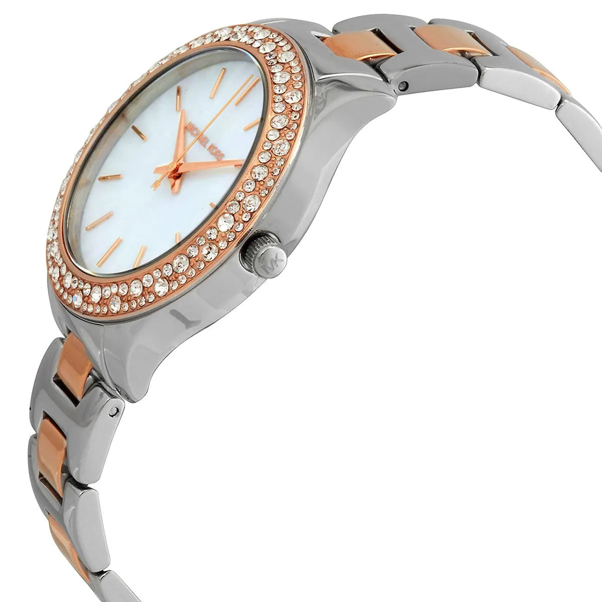 Michael Kors Liliane Quartz Mother of Pearl White Dial Two Tone Steel Strap Watch For Women - MK1048