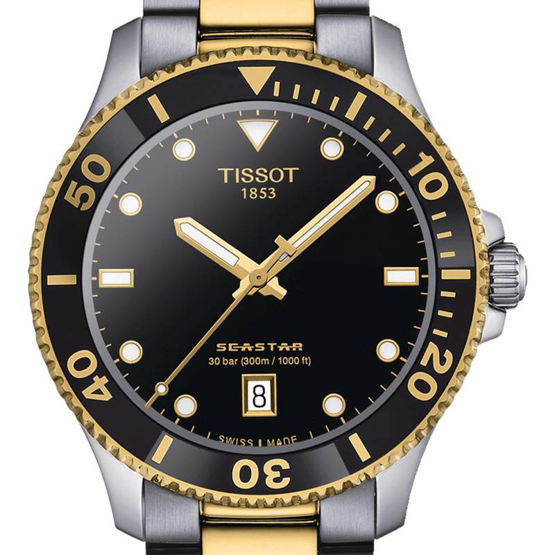 Shop Authentic Tissot Seastar 1000 Black Dial Two Tone Steel Strap Watch For Men - T120.410.22.051.00 - Luxxuri