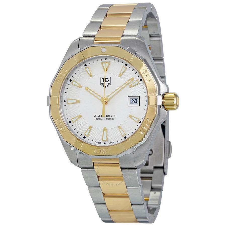 Shop Authentic Tag Heuer Aquaracer Quartz White Dial Two Tone Steel Strap Watch for Men - WAY1120.BB0930 - Luxxuri