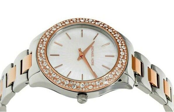 Michael Kors Liliane Quartz Mother of Pearl White Dial Two Tone Steel Strap Watch For Women - MK1048