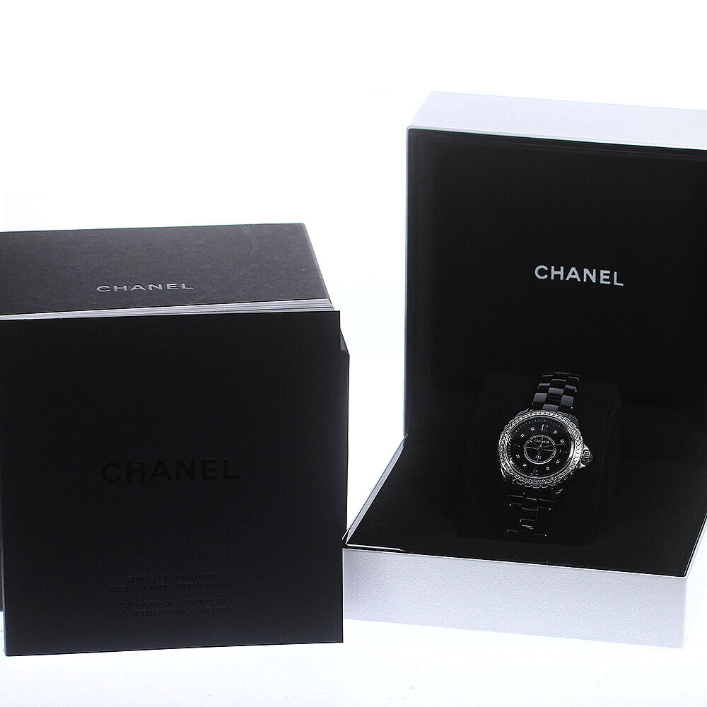 Shop Authentic Chanel J12 Diamonds Ceramic Black Dial Black Steel Strap Watch for Women - J12 H3108 - Luxxuri