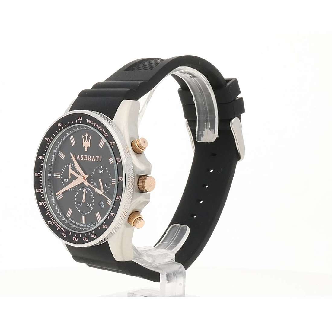 Maserati SFIDA 44mm Black Silicon Chronograph Watch For Men - R8871640002