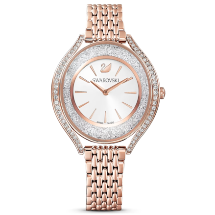 Shop Authentic Swarovski Crystalline Aura Silver Dial Rose Gold Steel Strap Watch for Women - 5519459 - Luxxuri