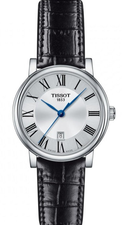 Shop Authentic Tissot Carson Premium Lady Silver Dial Black Leather Strap Watch For Women - T122.210.16.033.00 - Luxxuri