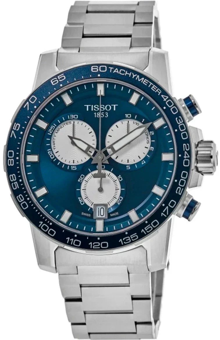 Shop Authentic Tissot Supersport Chrono Blue Dial Silver Steel Strap Watch For Men - T125.617.11.041.00 - Luxxuri
