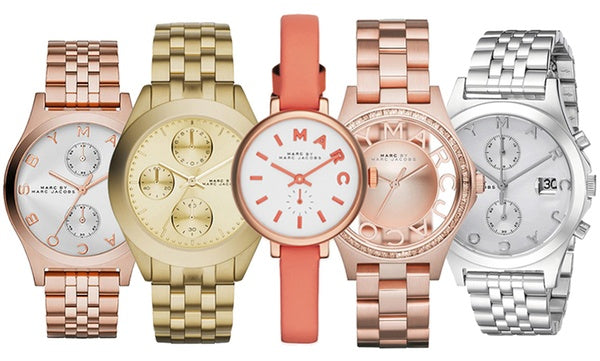 Marc Jacobs Peeker Chronograph Gold Dial Gold Steel Strap Watch for Women - MBM3393