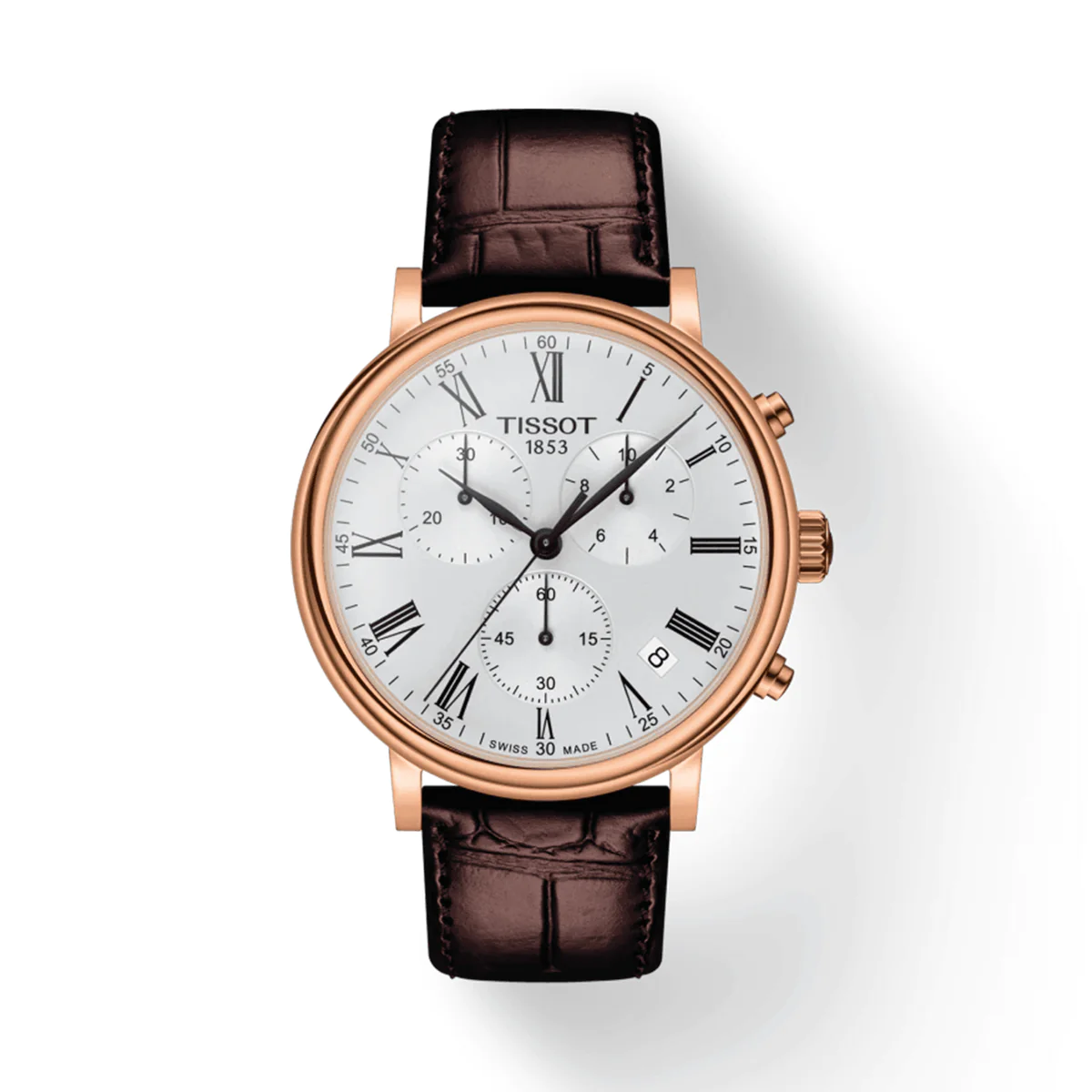 Shop Authentic Tissot Carson Premium Chronograph Silver Dial Brown Leather Strap Watch For Men - T122.417.36.033.00 - Luxxuri
