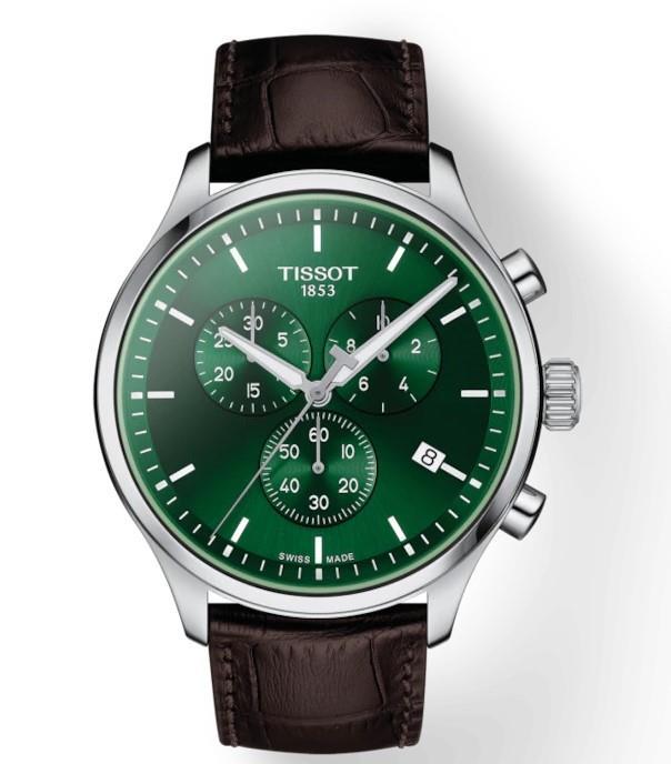 Shop Authentic Tissot Chrono XL Chronograph Classic Green Dial Brown Leather Strap Watch For Men - T116.617.16.091.00 - Luxxuri