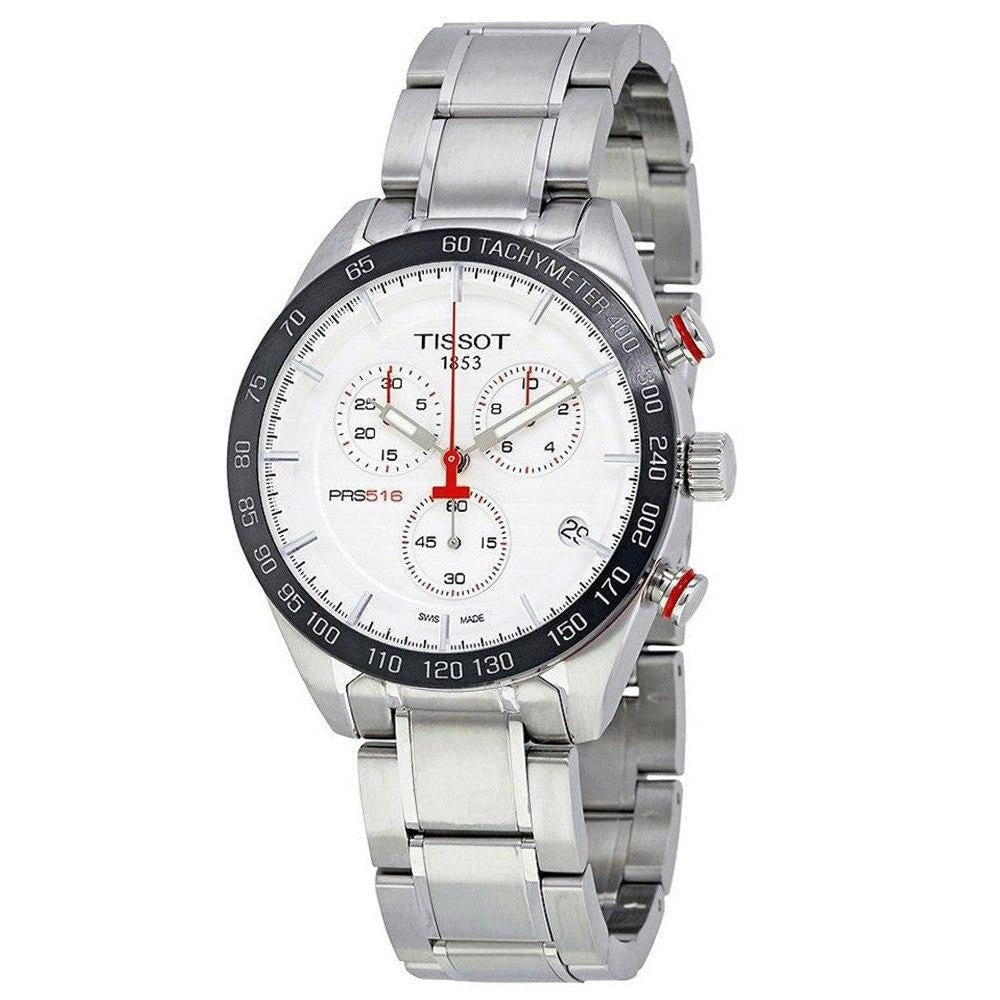 Shop Authentic Tissot T Sport PRS 516 Chronograph White Dial Silver Steel Strap Watch For Men - T100.417.11.031.00 - Luxxuri