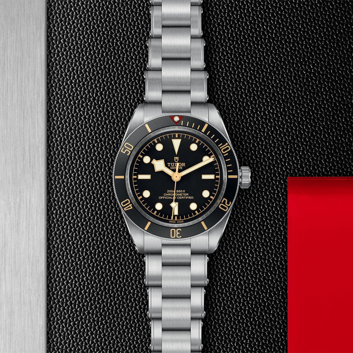 Tudor Black Bay Black Dial Silver Steel Strap Watch for Men - 79030N-0001