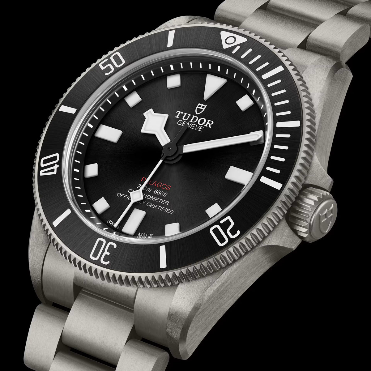 Tudor Pelagos Black Dial Grey Steel Strap Watch for Men - M25407N-0001