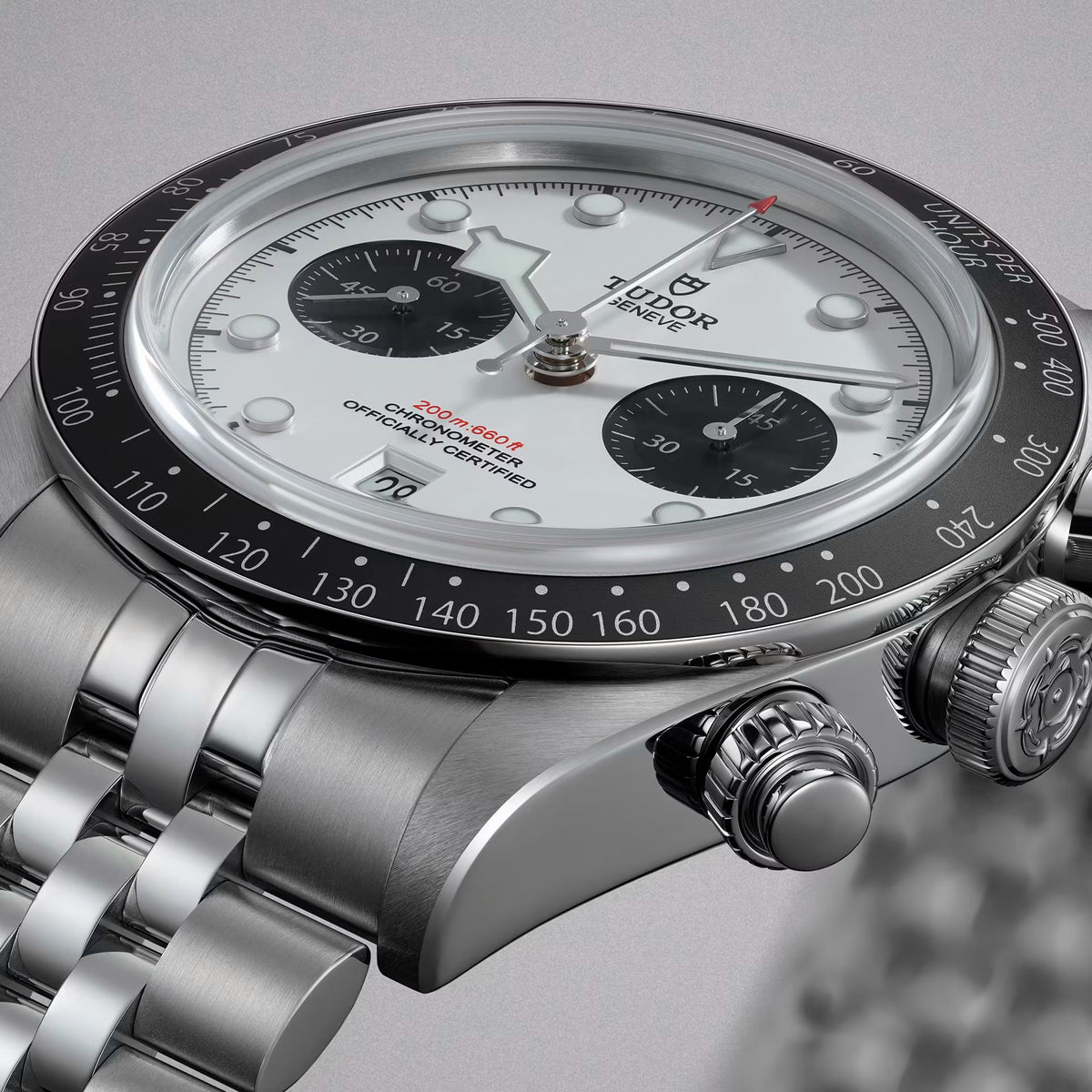 Tudor Black Bay Chrono Silver Dial Silver Steel Strap Watch for Men - M79360N-0014