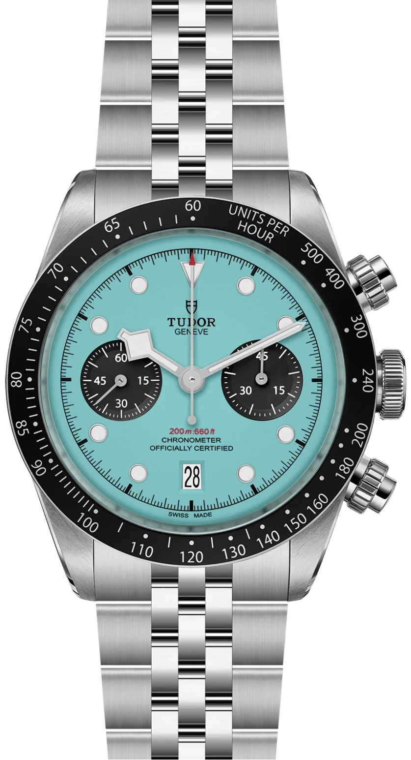 Tudor Black Bay Chrono Blue Dial Silver Steel Strap Watch for Men - M79360N-0024