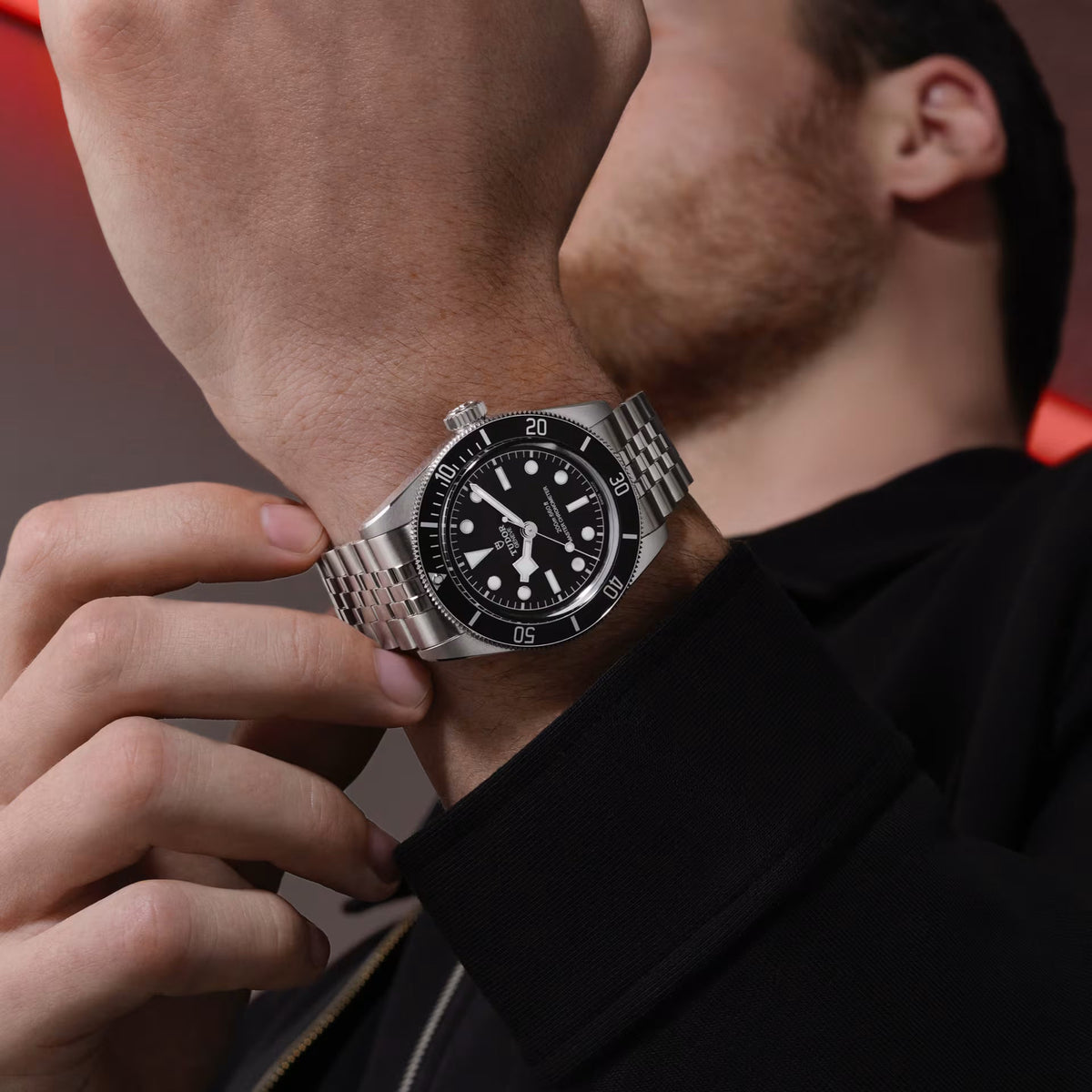 Tudor Black Bay Black Dial Silver Steel Strap Watch for Men - M7941A1A0NU-0003