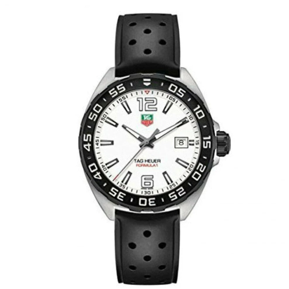 Shop Authentic Tag Heuer Formula 1 Quartz White Dial Black Rubber Strap Watch for Men - WAZ1111.FT8023 - Luxxuri
