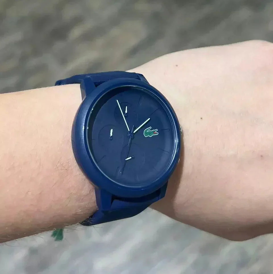 Lacoste 12.12 Chronograph Blue Dial Blue Silicone Strap Watch for Men - 2011244