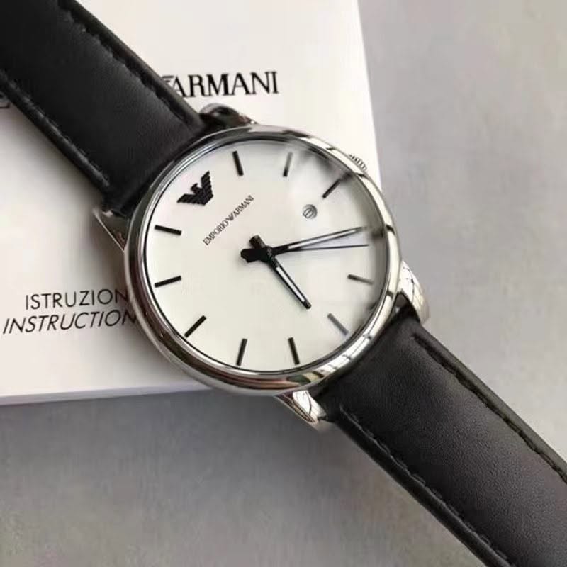 Emporio Armani Luigi White Dial Black Leather Strap Watch for Men - AR1694