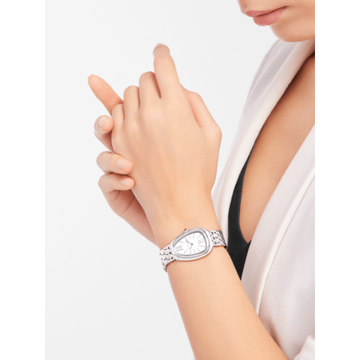Bvlgari Serpenti Seduttori Diamonds Silver Dial Silver Steel Strap Watch for Women - SERPENTI103361