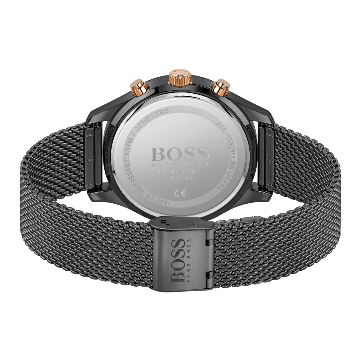 Hugo Boss Associate Chronograph Black Dial Black Mesh Bracelet Watch for Men - 1513811