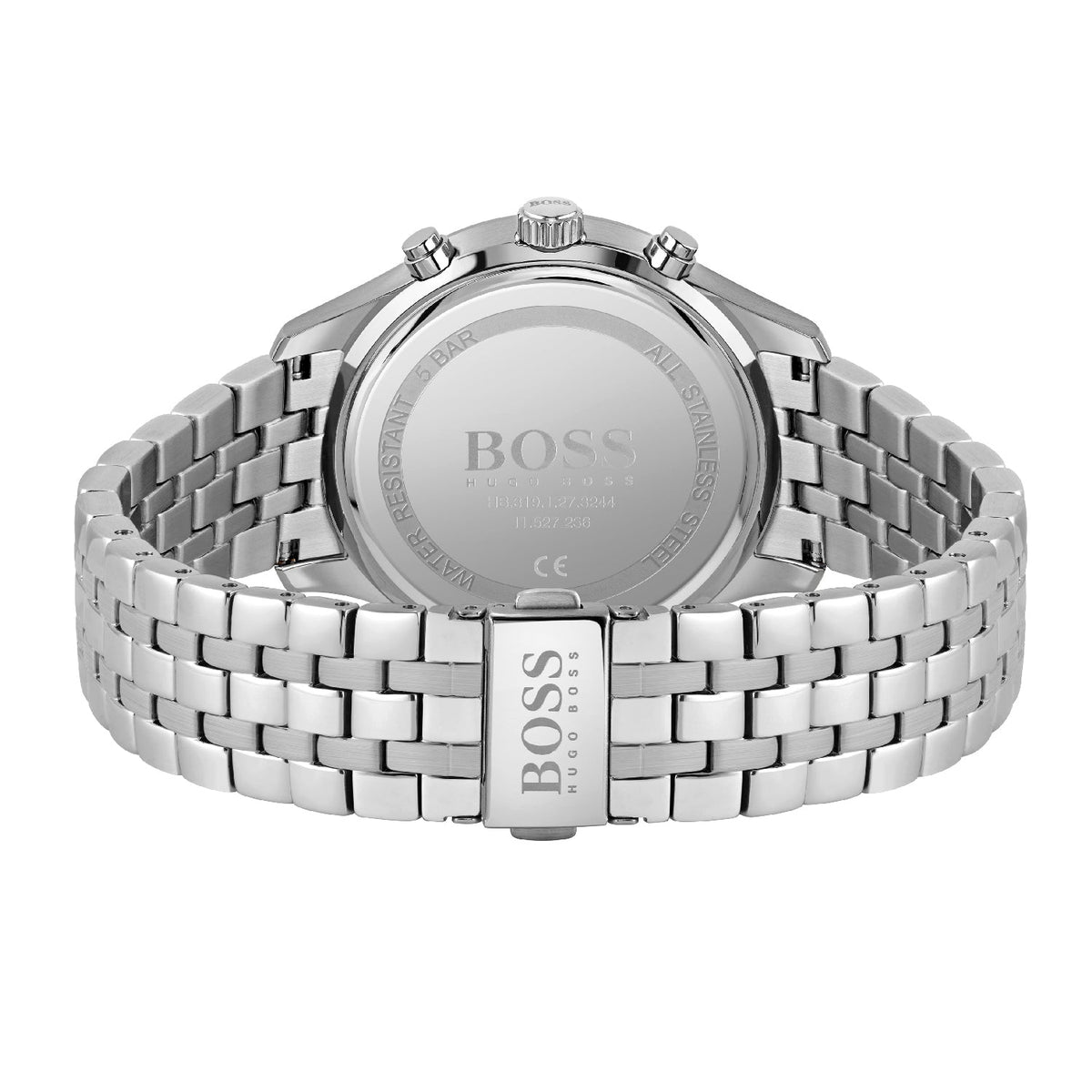 Hugo Boss Associate Chronograph Black Dial Silver Steel Strap Watch for Men - 1513869