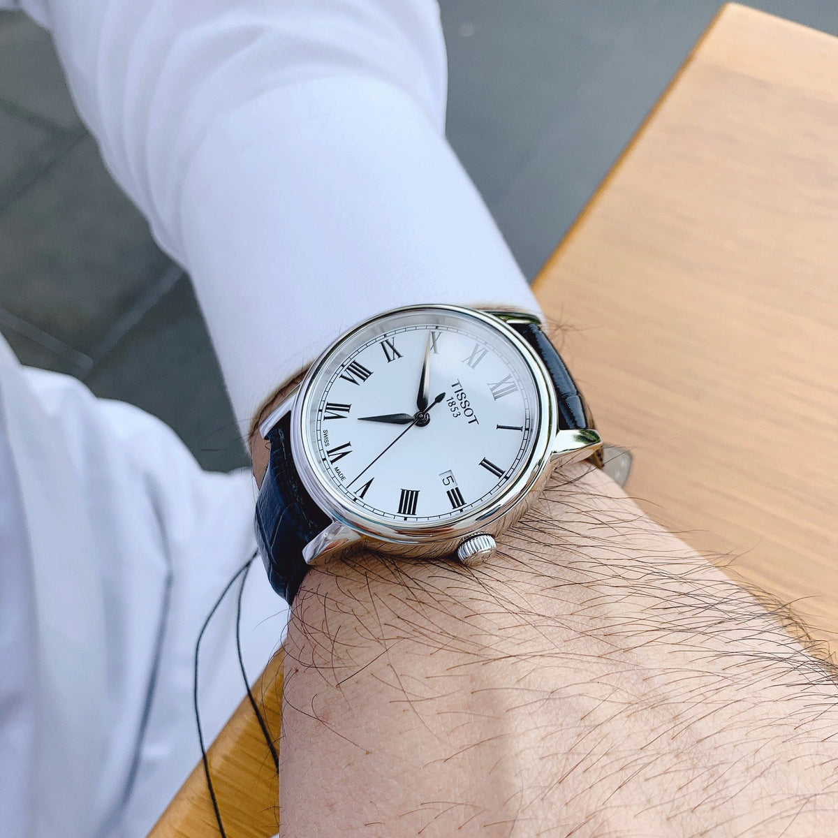 Tissot T Classic Carson White Dial Black Leather Strap Watch for Men - T085.410.16.013.00