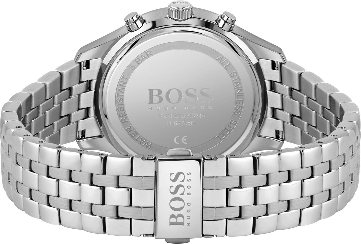 Hugo Boss Associate Chronograph Black Dial Silver Steel Strap Watch for Men - 1513869