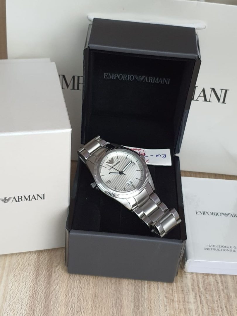 Emporio Armani Classic Silver Dial Silver Steel Strap Watch for Men - AR5894