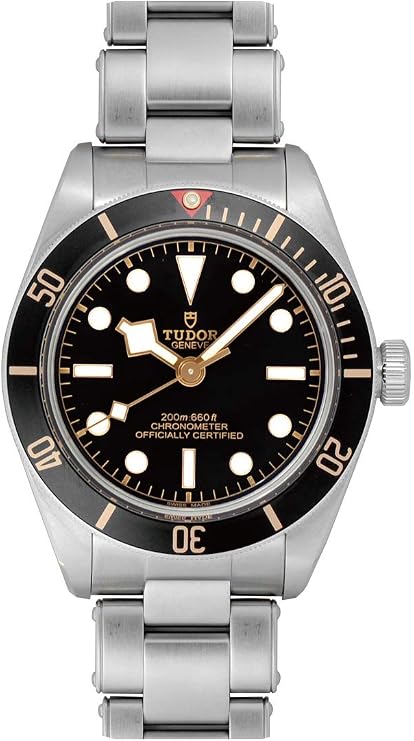 Tudor Black Bay Black Dial Silver Steel Strap Watch for Men - 79030N-0001