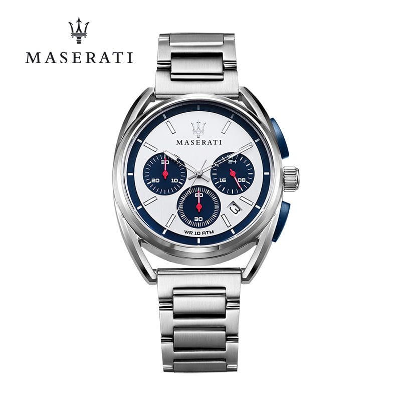 Maserati Trimarano Chronograph Silver Dial Silver Stainless Steel Strap Watch For Men - R8873632001