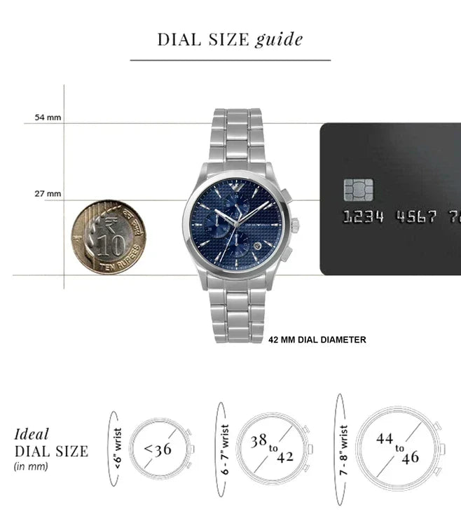 Emporio Armani Renato Chronograph Blue Dial Silver Steel Strap Watch For Men - AR11528