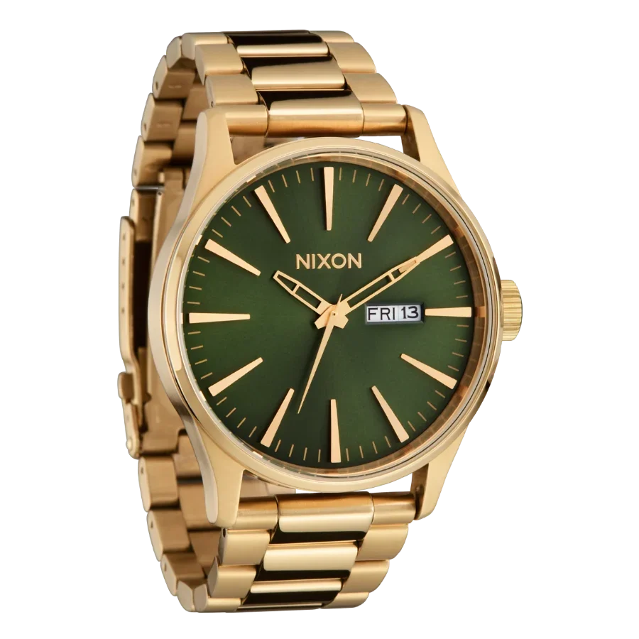 Nixon Sentry Green Dial Gold Steel Strap Watch for Men - A356-1919