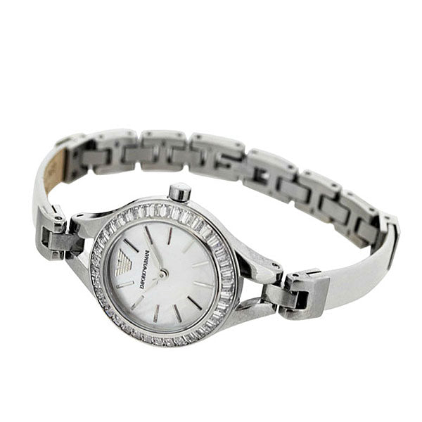 Emporio Armani Chiara Mother of Pearl Dial White Leather Strap Watch for Women - AR7353