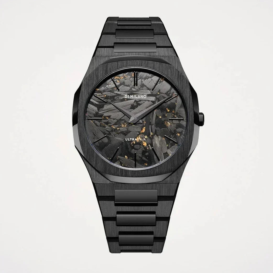 D1 Milano Ultra Thin Two Tone Black Steel Strap Watch for Men - D1-UTBJ31