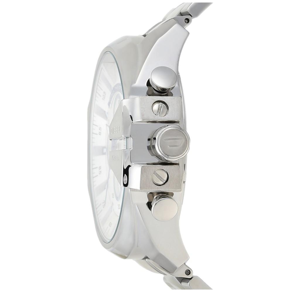 Diesel Mega Chief Chronograph White Dial Silver Steel Strap Watch For Men - DZ4477