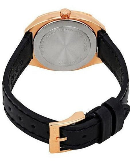 Gucci GG2570 Quartz Black Dial Black Leather Strap Watch For Women - YA142509