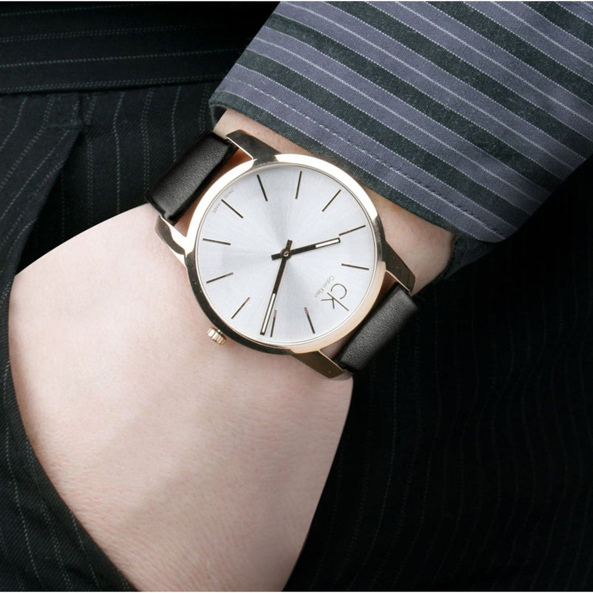 Calvin Klein City White Dial Brown Leather Strap Watch for Men - K2G21629