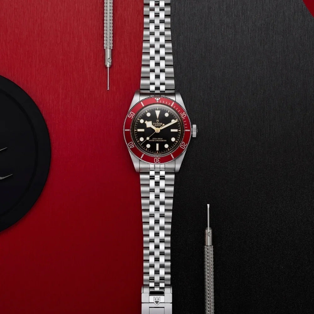 Tudor Black Bay Black Dial Silver Steel Strap Watch for Men - M7941A1A0RU-0003
