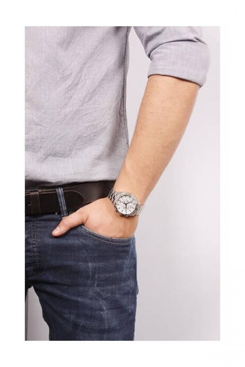 Tissot T Classic PR 100 Chronograph Silver Dial Silver Steel Strap Watch For Men - T101.417.11.031.00