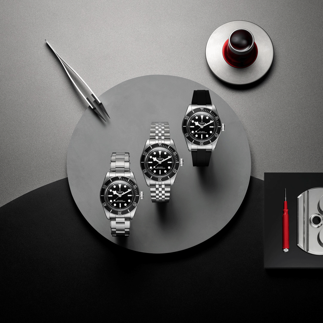Tudor Black Bay Black Dial Silver Steel Strap Watch for Men - M7941A1A0NU-0003