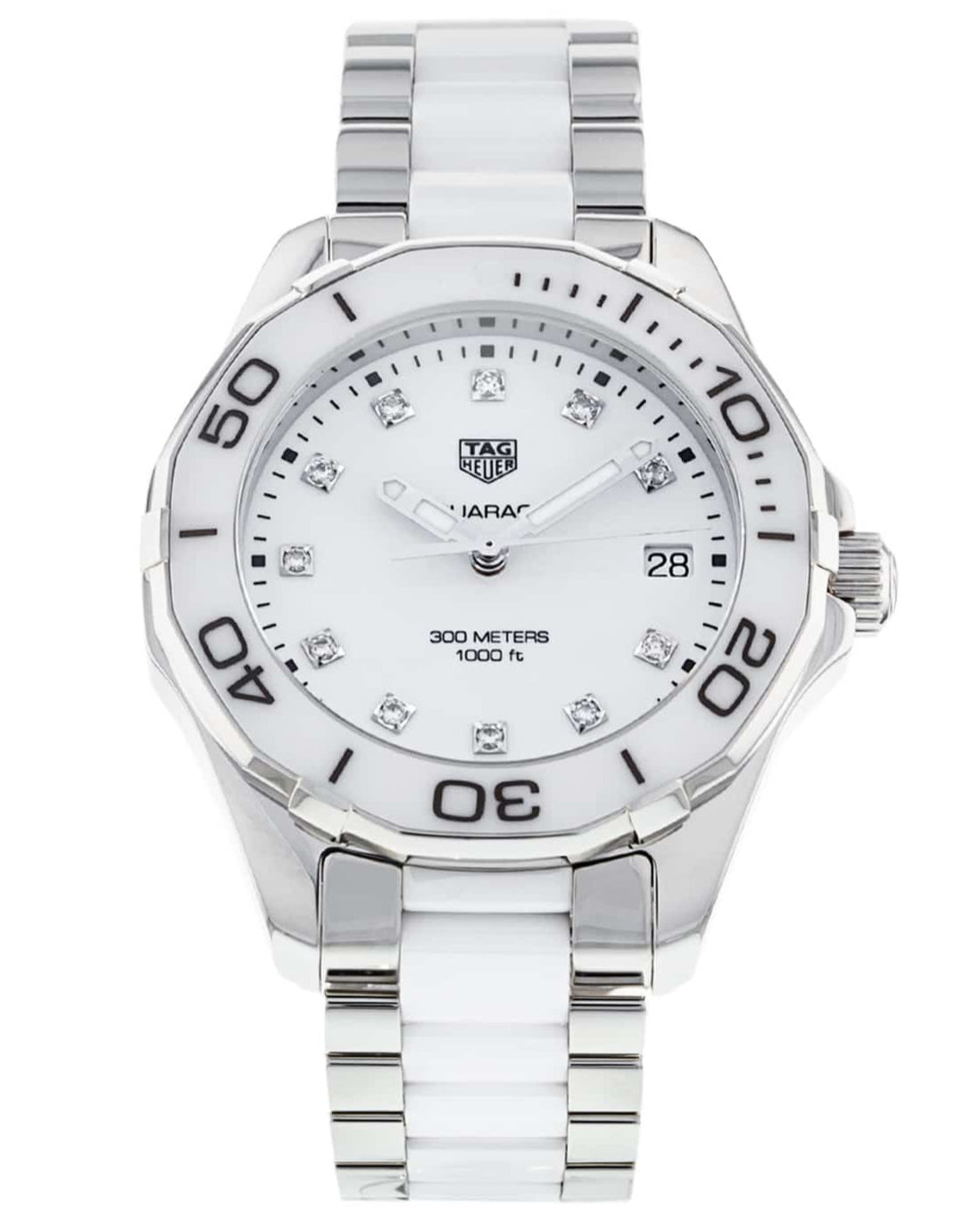  Shop Authentic Tag Heuer Aquaracer Diamonds White Dial Two Tone Steel Strap Watch for Women - WAY131D.BA0914 - Luxxuri