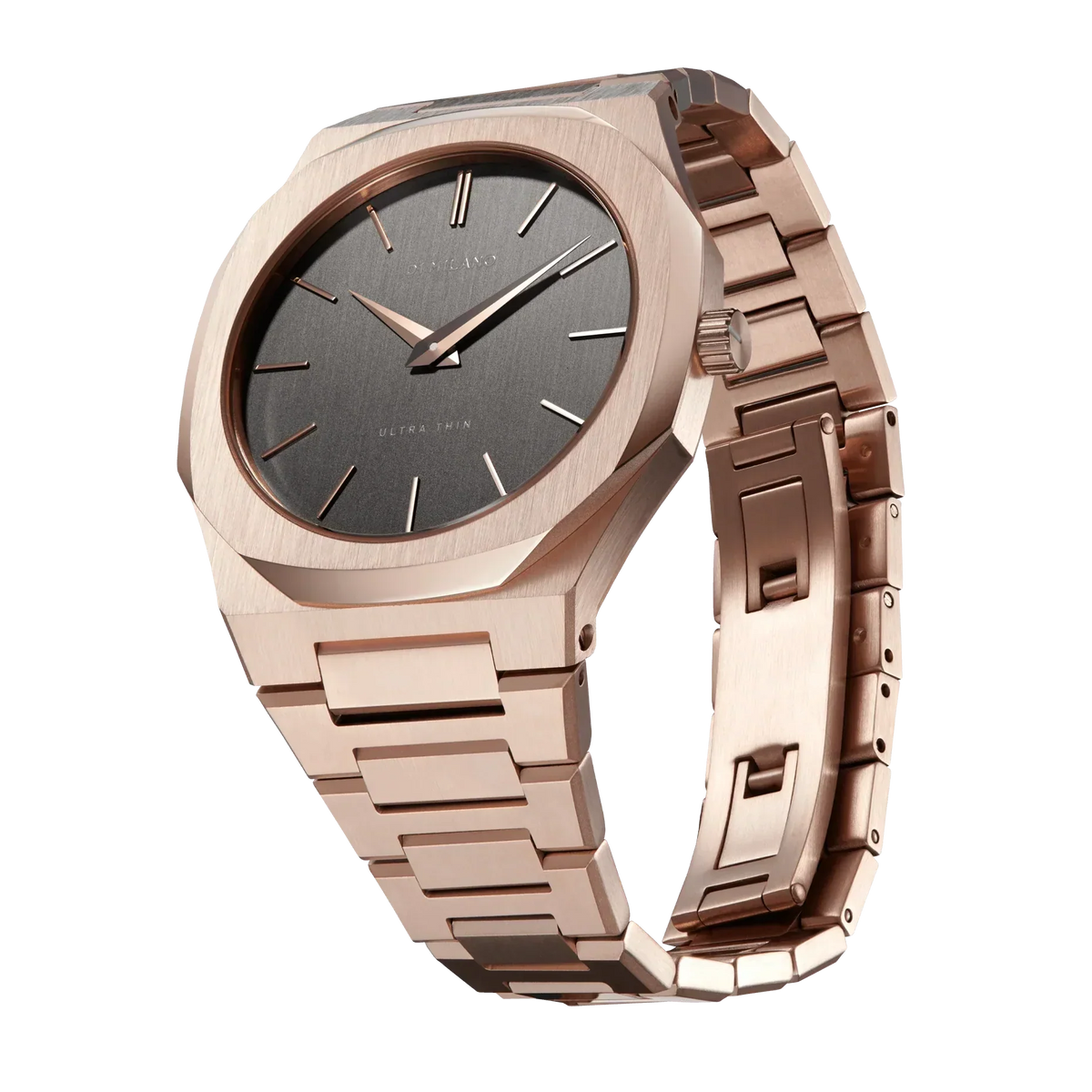 D1 Milano Ultra Thin Grey Dial Gold Steel Strap Watch for Men - D1-UTBJ08