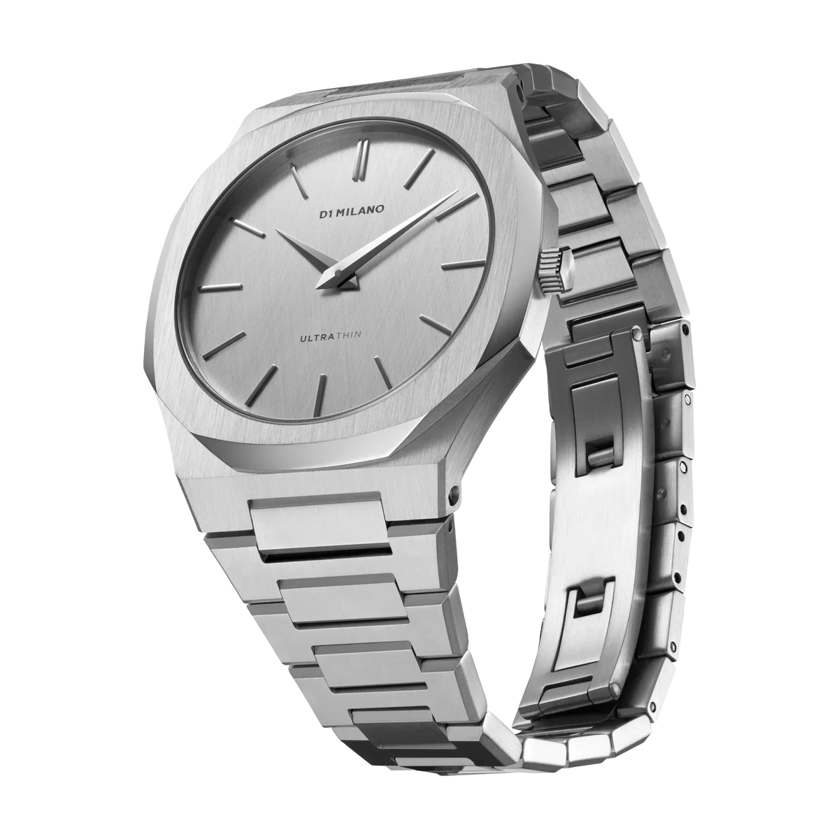 D1 Milano Ultra Thin Linen White Dial Silver Steel Strap Watch for Unisex - D1-UTBJ23
